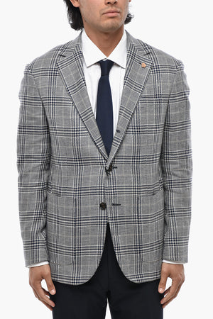 CIRCLE Ungefütterter Blazer aus Baumwollmischung mit Tartan-Muster