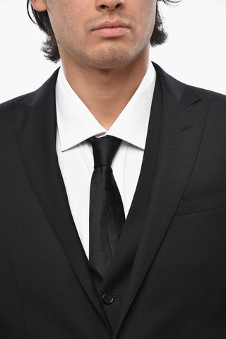 CC COLLECTION 3-Piece Virgin Wool Suit with Peak Lapel