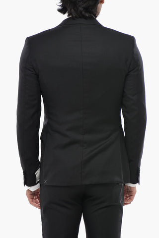 CC COLLECTION 3-Piece Virgin Wool Suit with Peak Lapel