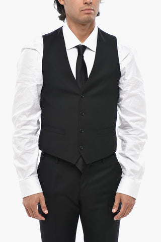 CC COLLECTION 3-Piece Virgin Wool Suit with Peak Lapel