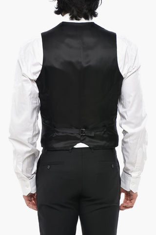 CC COLLECTION 3-Piece Virgin Wool Suit with Peak Lapel