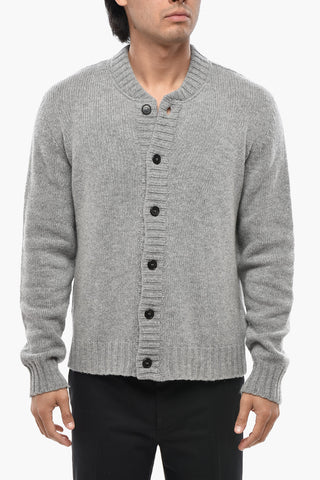 Cardigan in Nylon e Lana con Bottoni a Contrtasto