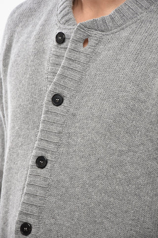 Cardigan in Nylon e Lana con Bottoni a Contrtasto