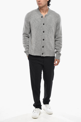 Cardigan in Nylon e Lana con Bottoni a Contrtasto