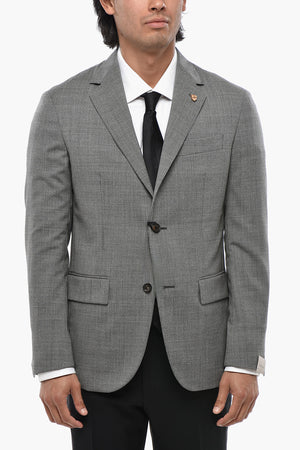 CIRCLE Unlined Virgin Wool Blazer with Houndstooth Pattern