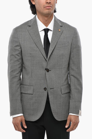CIRCLE Unlined Virgin Wool Blazer with Houndstooth Pattern