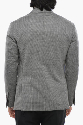 CIRCLE Unlined Virgin Wool Blazer with Houndstooth Pattern
