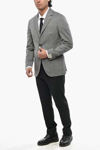 CIRCLE Unlined Virgin Wool Blazer with Houndstooth Pattern