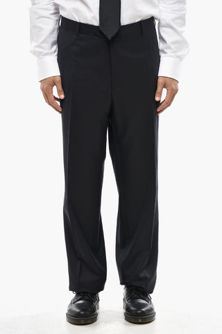 Schurwollhose mit gezacktem Saum