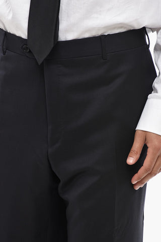 Schurwollhose mit gezacktem Saum