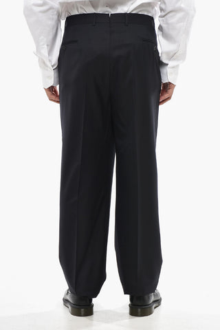 Schurwollhose mit gezacktem Saum