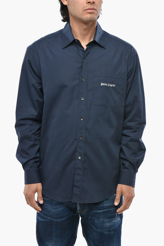 Cotton Poplin Shirt With Logo Pocket