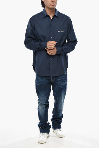 Cotton Poplin Shirt With Logo Pocket