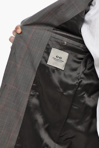 CC COLLECTION Two-Button Virgin Wool and District Check Suit with Flap Pockets