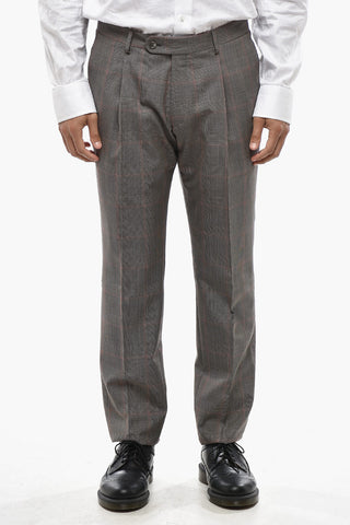 CC COLLECTION Two-Button Virgin Wool and District Check Suit with Flap Pockets