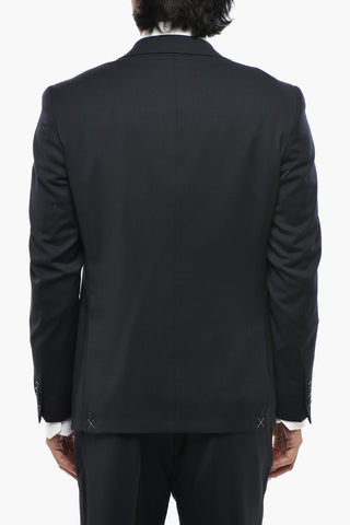CC COLLECTION Three-Piece Virgin Wool Suit with Waistcoat, Two Vents and Peak Lapel