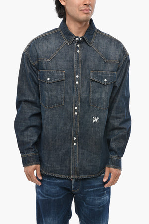 Jeanshemd mit besticktem Monogramm