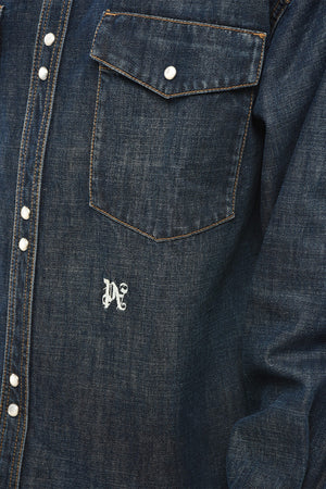 Jeanshemd mit besticktem Monogramm