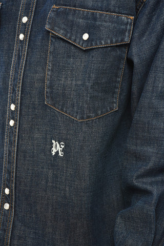 Camicia in Denim con Monogram Ricamato