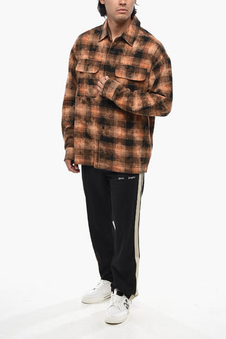 Camicia Camouflage a Quadri con Bottoni a Contrasto