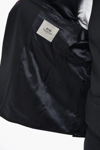 CC COLLECTION 버진 울 쓰리피스 수트(베스트 포함), 양쪽 트임, 피크 라펠