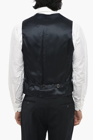 CC COLLECTION 버진 울 쓰리피스 수트(베스트 포함), 양쪽 트임, 피크 라펠