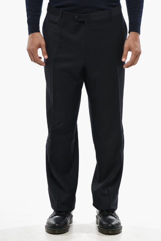 Virgin Wool Trousers with Tone-on-Tone Geometric Pattern