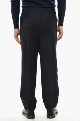 Virgin Wool Trousers with Tone-on-Tone Geometric Pattern