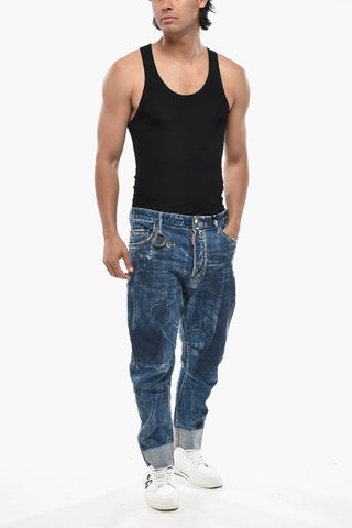 Stretch Denim Jeans COMBAT with 17cm Metal Detail
