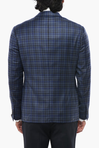 Virgin Wool Blazer GATE with Gingham Pattern