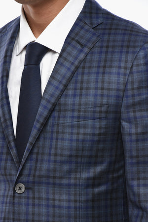 Virgin Wool Blazer GATE with Gingham Pattern