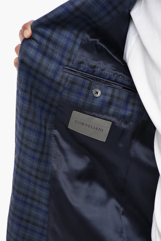 Virgin Wool Blazer GATE with Gingham Pattern