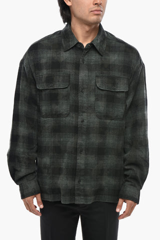 Overshirt a Quadri Plaid con Logo sul Retro Curved 