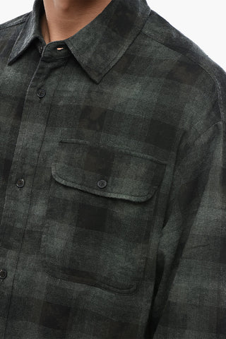 Overshirt a Quadri Plaid con Logo sul Retro Curved 