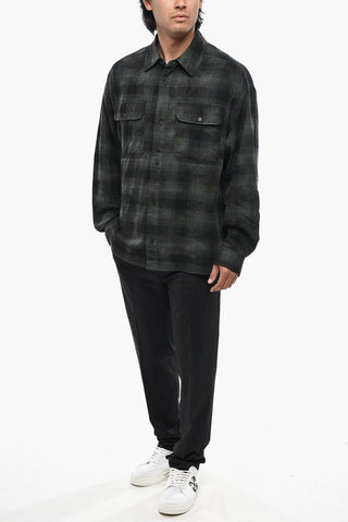 Overshirt a Quadri Plaid con Logo sul Retro Curved 