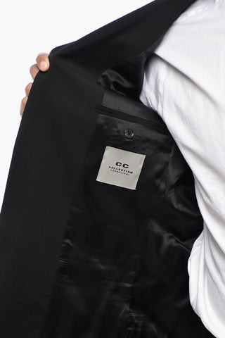 CC COLLECTION 투 버튼 버진 울 수트 플랩 포켓 및 클래식 라펠