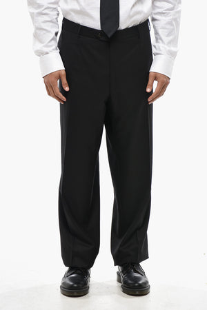 Virgin Wool Trousers with Scalloped Hem