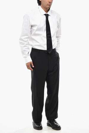 Virgin Wool Trousers with Scalloped Hem