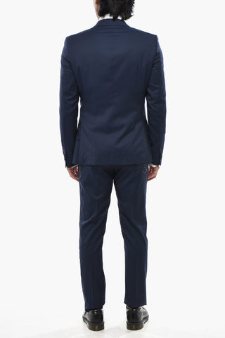 CC COLLECTION Two-Button Virgin Wool Suit with Flap Pockets and Classic Lapel