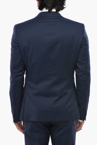 CC COLLECTION Two-Button Virgin Wool Suit with Flap Pockets and Classic Lapel