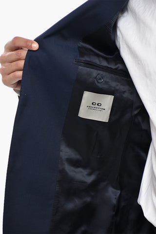 CC COLLECTION Two-Button Virgin Wool Suit with Flap Pockets and Classic Lapel