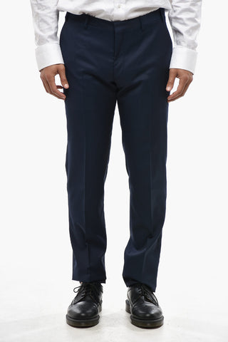 CC COLLECTION Two-Button Virgin Wool Suit with Flap Pockets and Classic Lapel