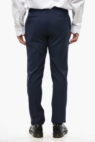 CC COLLECTION Two-Button Virgin Wool Suit with Flap Pockets and Classic Lapel