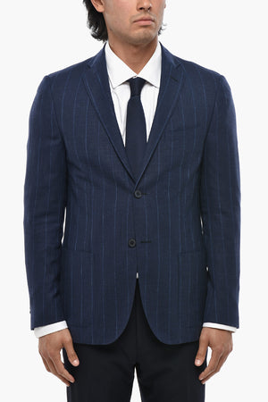 Halbgefütterter Blazer in Wollmischung mit Nadelstreifen