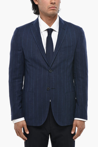 Halbgefütterter Blazer in Wollmischung mit Nadelstreifen