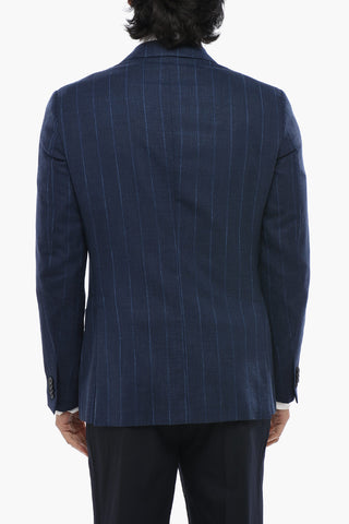 Halbgefütterter Blazer in Wollmischung mit Nadelstreifen