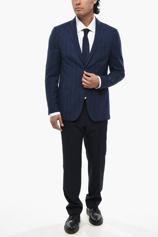 Halbgefütterter Blazer in Wollmischung mit Nadelstreifen