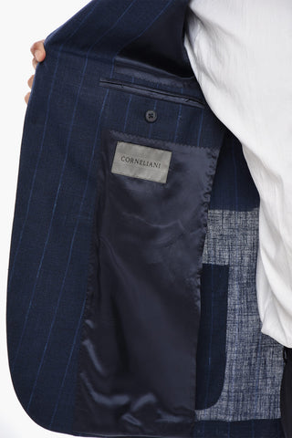 Halbgefütterter Blazer in Wollmischung mit Nadelstreifen