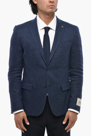 CC COLLECTION Blazer in Lana Vergine e Lino con Tasche ad Aletta