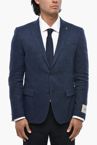 CC COLLECTION Blazer in Lana Vergine e Lino con Tasche ad Aletta